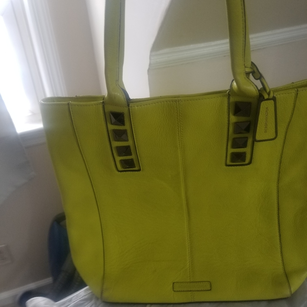 Bcbgmaxazria leather lime green tote